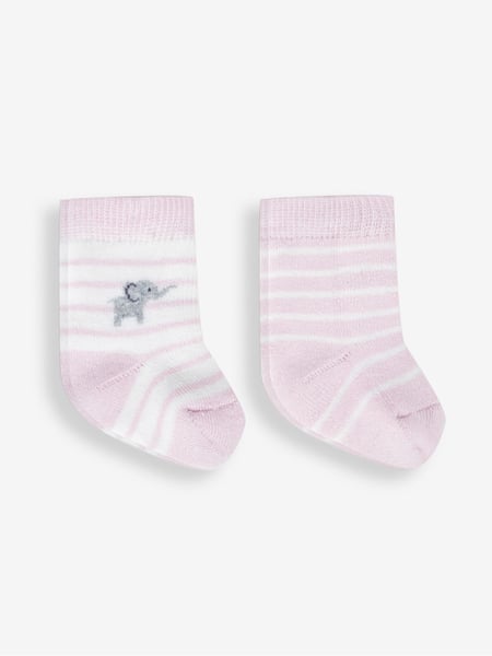 JoJo Maman Bébé Pink Elephant 2-Pack Baby Socks (364217) | € 12