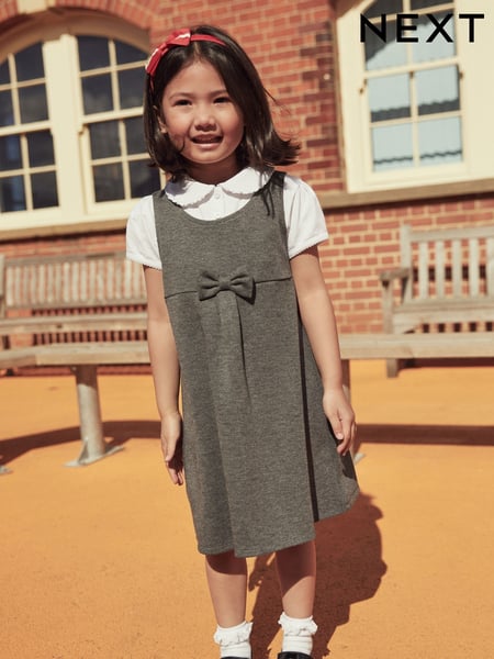 Grau - Jersey Stretch Bow School Pinafore (3-14yrs) (366661) | 14 € - 21 €