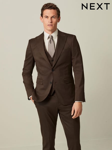 Brown Slim Fit Wool Blend Suit Jacket (368380) | € 32