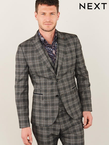 Grey Trimmed Check Suit: Waistcoat (369397) | € 19