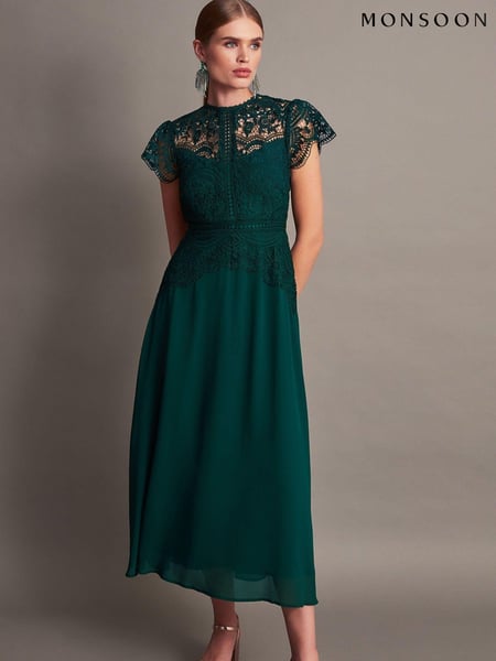 Monsoon Green Monica Lace Midi Dress (369505) | € 211