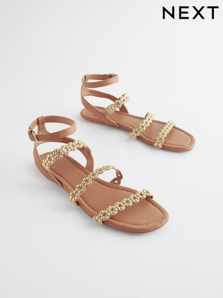 Tan Brown Regular/Wide Fit Forever Comfort® Studded Detail Sandals (369732) | € 10
