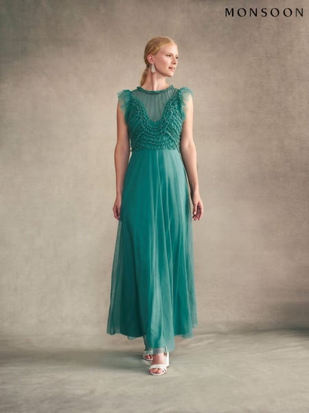 Monsoon Green Irina Hand Embellished Maxi Dress (371271) | € 101
