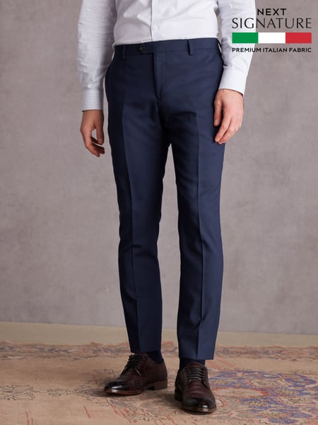 Bright Blue Slim Fit Signature Tollegno Suit Trousers (373096) | € 103