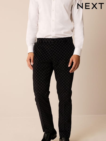 Black Slim Jacquard Tuxedo Suit Trousers (381895) | € 15