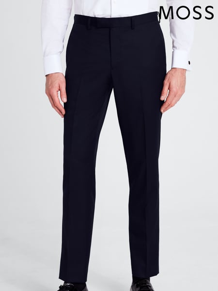 MOSS Navy Blue Tailored Fit Navy Blue Twill Trousers (384800) | € 172