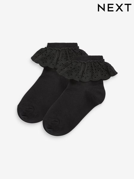 Black 2 Pack Cotton Rich Ruffle Ankle Socks (387213) | € 6 - € 9