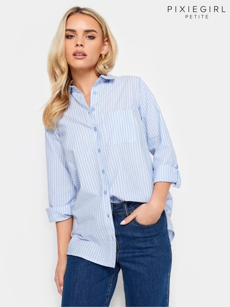 PixieGirl Petite Blue Oversize 100% Cotton Stripe Shirt (393193) | € 45