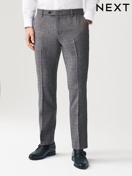 Grey Textured Slim Fit Check Smart Trousers (397849) | € 14