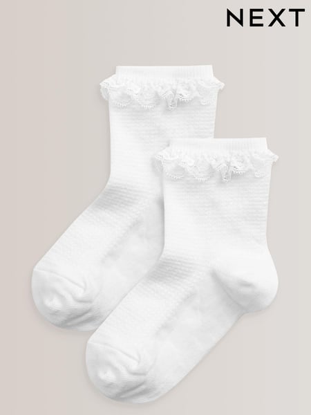 White 2 Pack Cotton Rich Ruffle Ankle Socks (400447) | € 5 - € 8