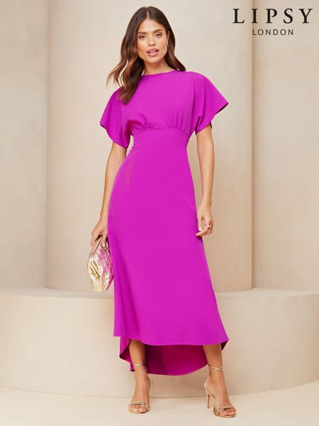 Lipsy Pink Petite Flutter Sleeve Underbust Midi Dress (400707) | € 21
