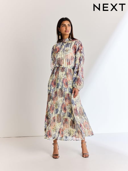 Blue Occasion Metallic Pleated Maxi Dress (401119) | € 32
