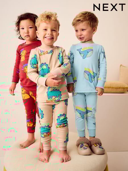 Red/Blue/Neutral Animal 3 Pack Snuggle Pyjamas (9mths-10yrs) (401186) | € 33 - € 41