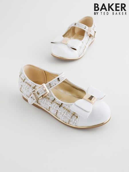 Baker by Ted Baker Girls Mary Jane Bow Occasion White Shoes (401802) | € 56