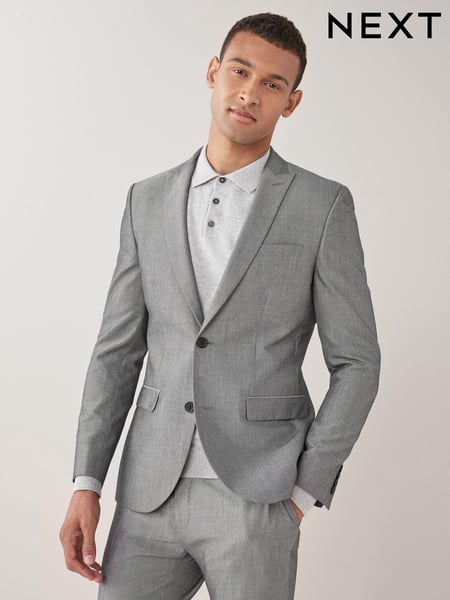 Light Grey Skinny Fit Two Button Suit Jacket (402122) | € 31