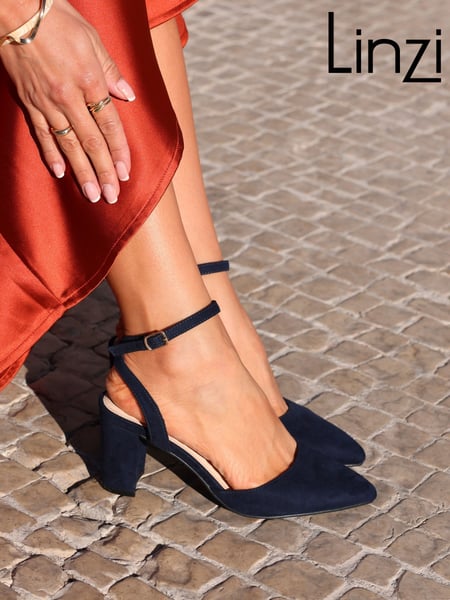 Linzi Blue Larsa Wide Fit Pointed Toe Court Shoes (402752) | € 59