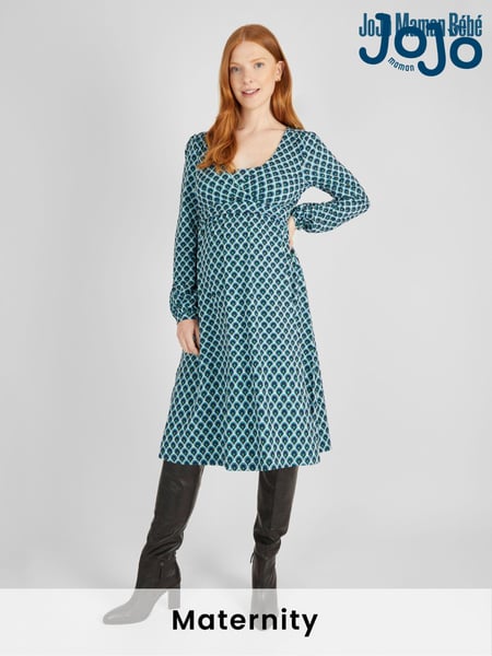 JoJo Maman Bébé Navy Geo Maternity & Nursing Wrap Dress (404537) | € 73