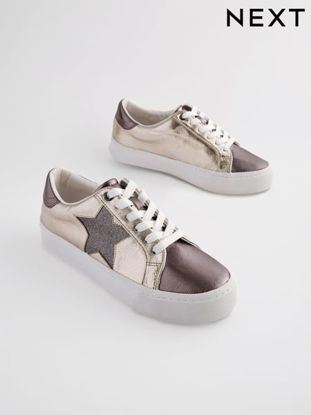 Metallic Forever Comfort® Patent Chunky Star Lace-Up Trainers (407069) | € 22