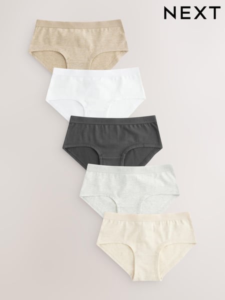 White/Charcoal Grey/Oatmeal Hipster Briefs 5 Pack (2-16yrs) (407118) | € 13 - € 18