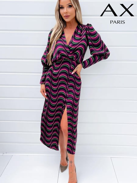AX Paris Multi Printed Long Sleeve Wrap Top Midi Dress (408919) | € 19