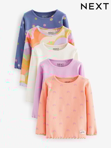 Orange Ribbed Long Sleeve Tops 5 Pack (3mths-7yrs) (409089) | € 33 - € 38