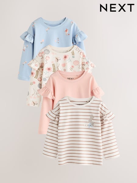Pink Long Sleeve Frill Tops 4 Pack (3mths-7yrs) (409201) | € 30 - € 35