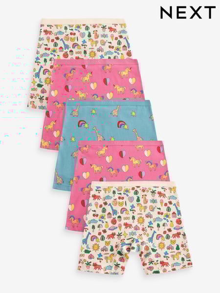 Pink/Blue Stampy Long Leg Short Briefs 5 Pack (2-16yrs) (411883) | € 18 - € 27