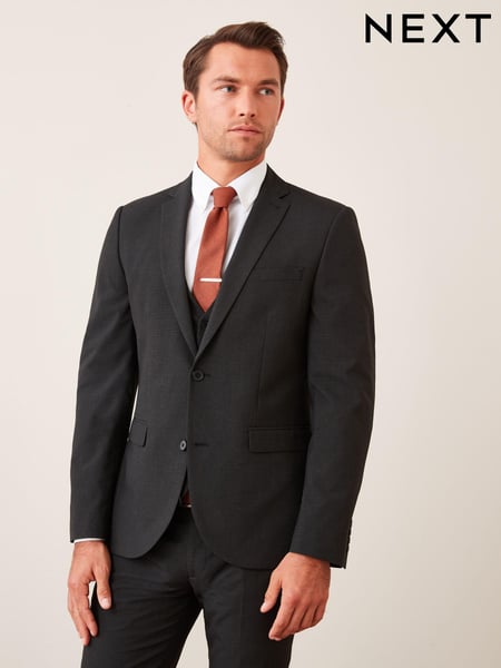 Black Slim Wool Mix Textured Suit Jacket (411940) | € 26