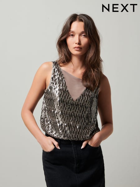 Gold Sequin Sparkle Sleeveless Top (414886) | € 9