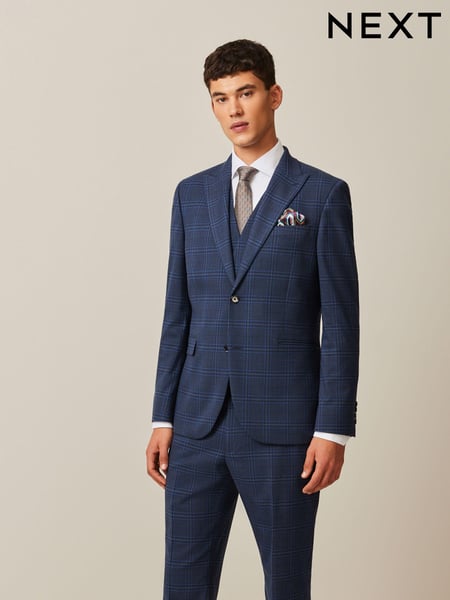 Blue Slim Bold Check Suit Jacket (415242) | € 148