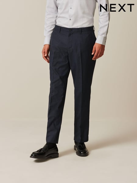 Navy Blue Regular Fit Textured Smart Trousers (418644) | € 42