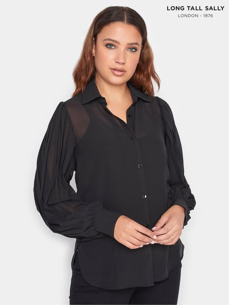 Long Tall Sally Black 100% Cotton Pleated Shirt (420694) | € 45