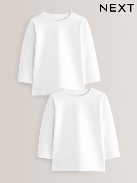 White 2 Pack Long Sleeve T-Shirts 2 Pack (3mths-7yrs) (422467) | € 10 - € 16