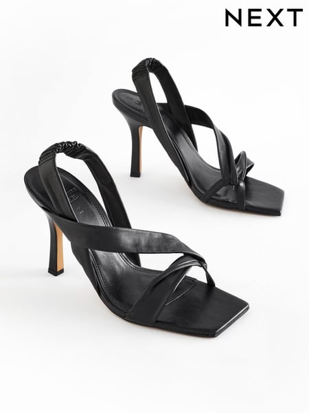 Black Signature Leather Asymmetric Sandals (422836) | € 25