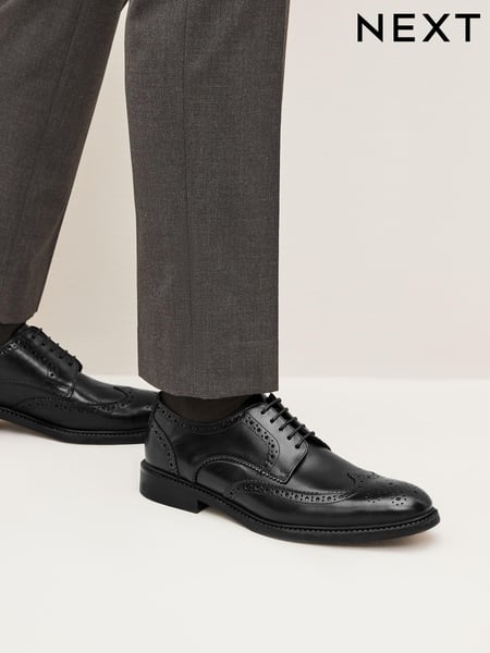 Black Standard Fit Leather Derby Brogues (426128) | € 73