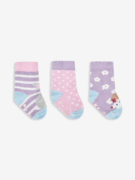 JoJo Maman Bébé Purple 3-Pack Hedgerow Character Socks (426239) | € 15