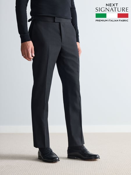 Black Signature Smart Textured Italian Wool Trousers with Side Adjusters (428458) | € 148