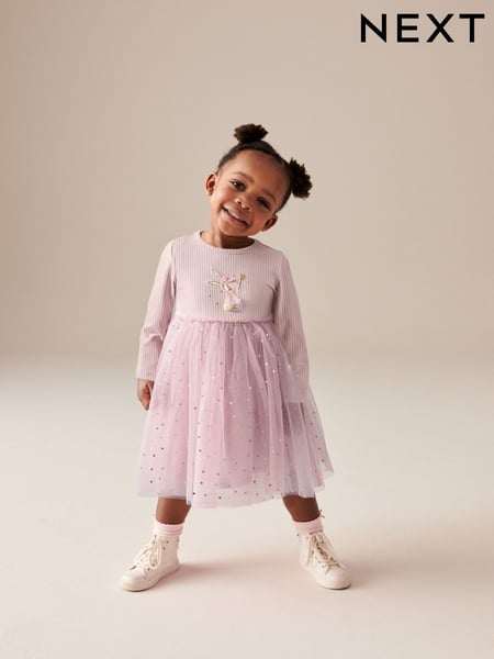 Pink Bunny Long Sleeve Mesh Dress (3mths-7yrs) (429847) | € 14 - € 18