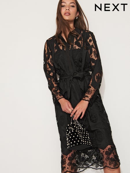 Black Lace Shirt Dress (430476) | € 32