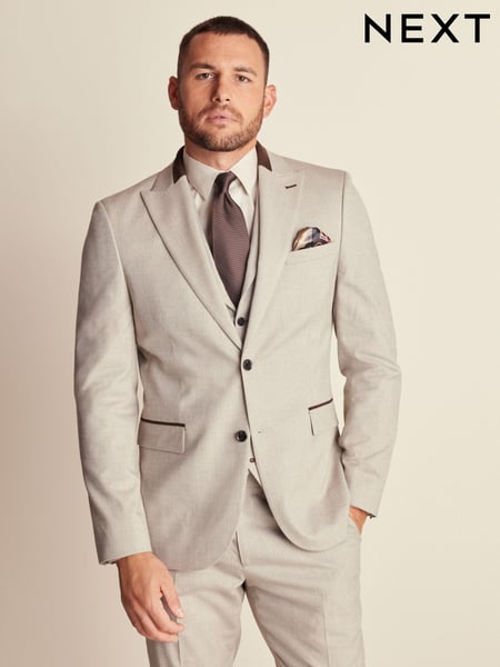 Neutral Slim Fit Herringbone Suit Jacket (430559) | € 125