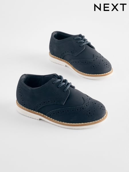 Navy Standard Fit (F) Smart Leather Brogue Shoes (430733) | € 40 - € 43