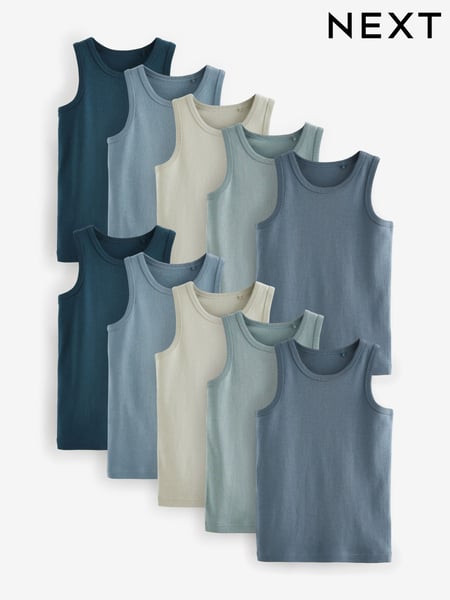 Tonal Blue 100% Cotton Vests 10 Pack (1.5-16yrs) (434841) | € 28 - € 38