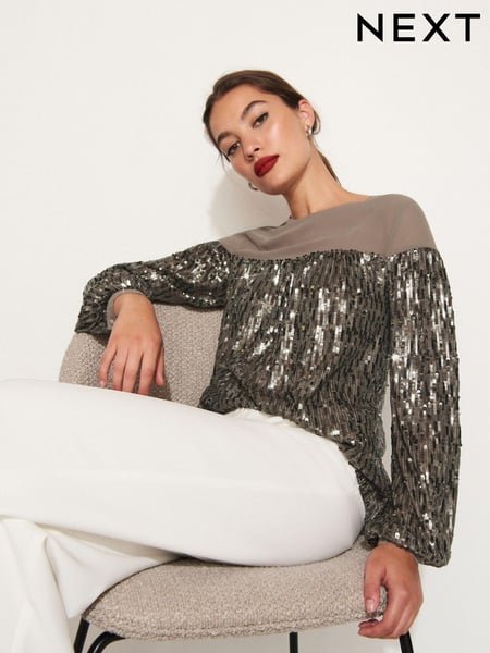 Gold Long Sleeve Sequin Sparkle Top (438845) | € 11