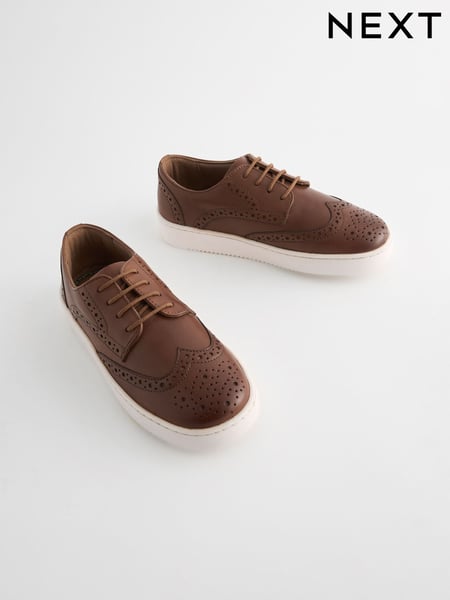 Tan Brown Wide Fit (G) Leather Lace Up Brogue Shoes (438923) | € 38 - € 48