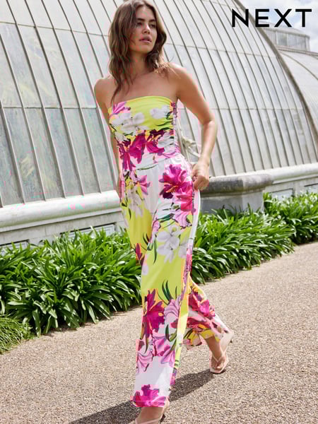 Lime Green and Pink floral 100% Cotton Kew Collection Bandeau Jumpsuit (443556) | € 30