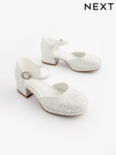White Glitter Platform Heel Occasion Shoes (445009) | € 26 - € 33