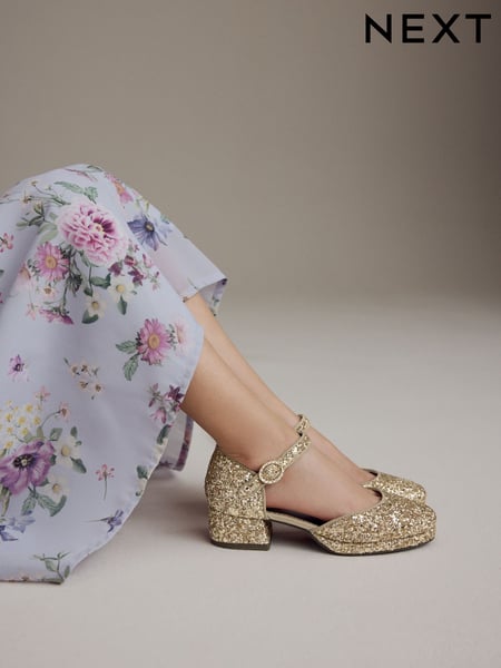 Gold Glitter Platform Heel Occasion Shoes (445082) | € 38 - € 48
