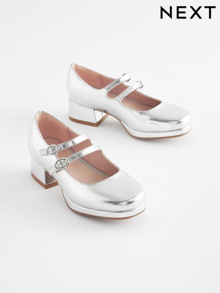 Silver Metallic Double Strap Occasion Platform Heels (445139) | € 25 - € 32