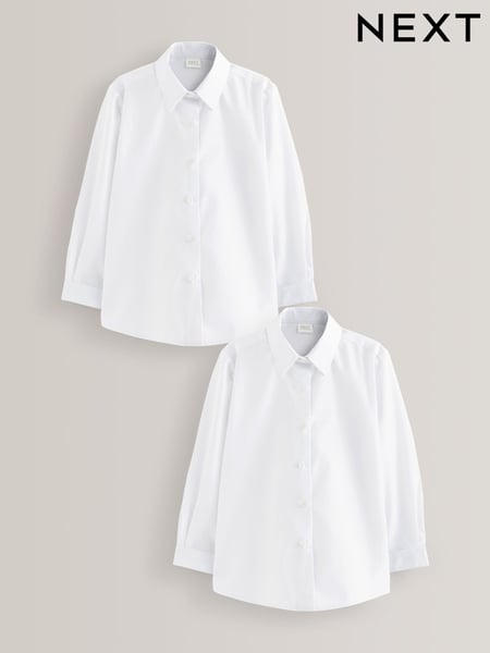 White Regular Fit 2 Pack Long Sleeve Formal School Shirts (3-18yrs) (447949) | € 14 - € 24