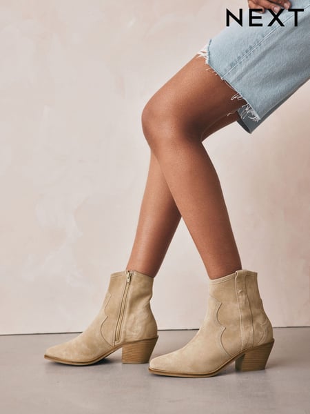 Neutrale Farbe - Forever Comfort® Leather Ankle Cowboy Boots (448691) | 86 €